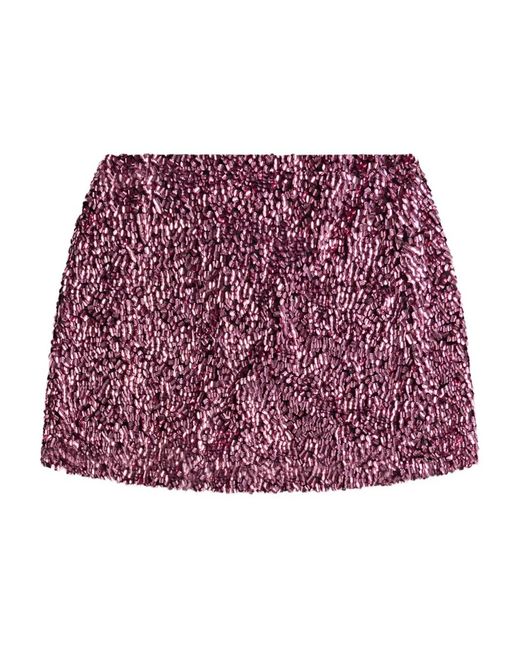 Area Red Crystal Sequin Mini Skirt