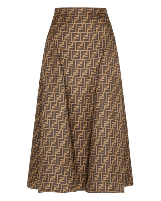 Jupe À Motif Ff Fendi en coloris Brown