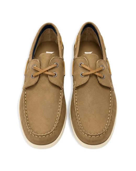 Manebí Natural Lace-Up Suede Boat Shoes for men