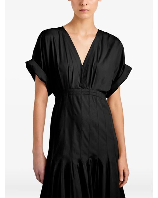 Proenza Schouler Black Ciara V-Neck Pleated Maxi Dress