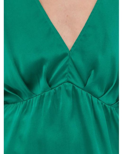 Notes Du Nord Green V-Neck Gathered Blouse