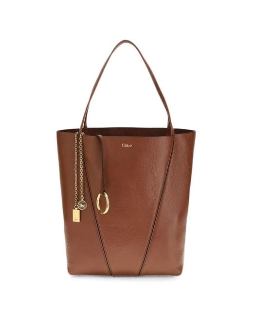 Borsa Tote Spin di Chloé in Brown