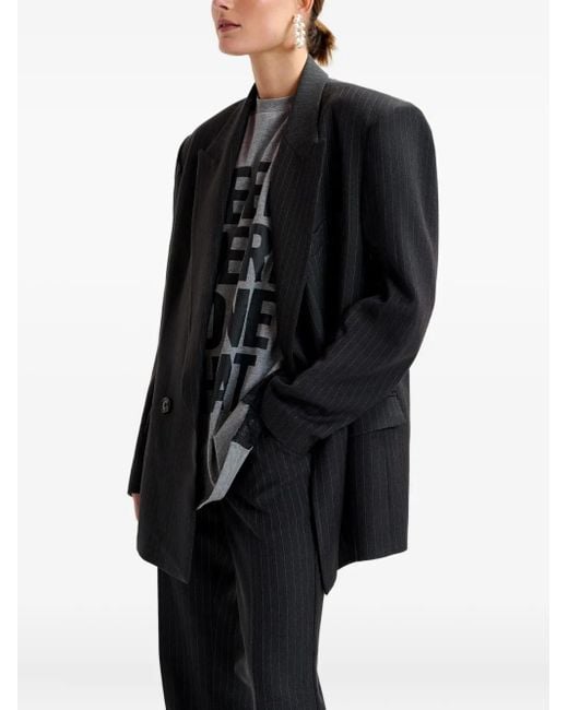 Essentiel Antwerp ストライプ ダブルジャケット Black