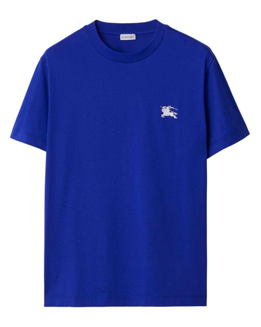 Burberry Blue Ekd-embroidered Cotton T-shirt for men