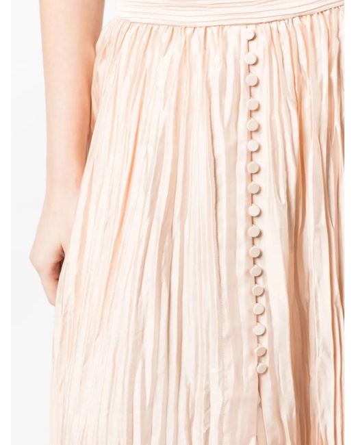Jonathan Simkhai Pink Crinkled-Finish Pleated Midi Skirt