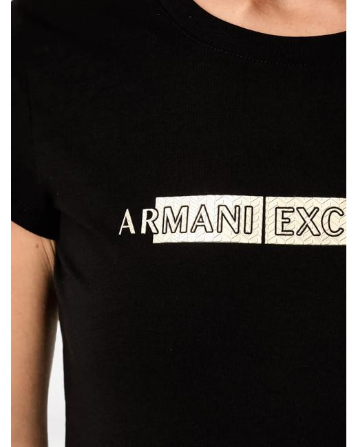 ARMANI EXCHANGE Black Logo-Print T-Shirt