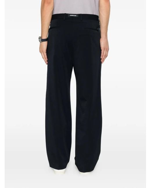 Karl Lagerfeld Black Smooth Pleated Wide-Leg Trousers for men