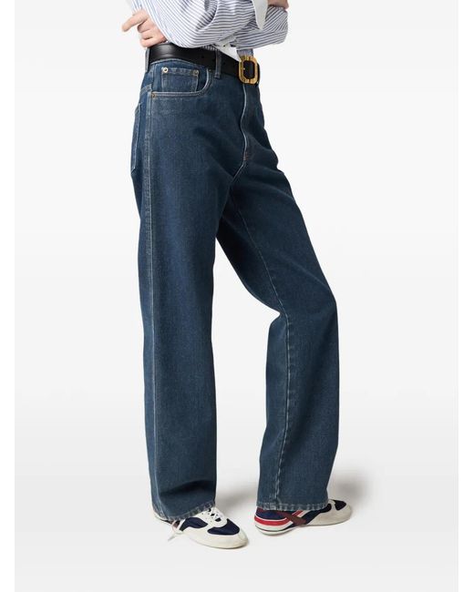 Miu Miu Blue Flocked Jeans