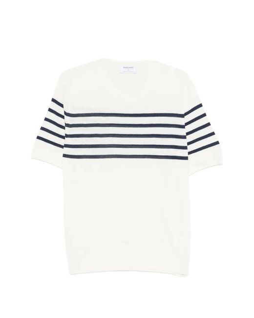 Gran Sasso White Striped Round-Neck T-Shirt for men