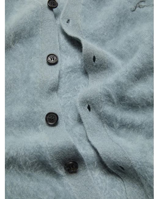 Acne Blue V-Neck Fuzzy Cardigan for men