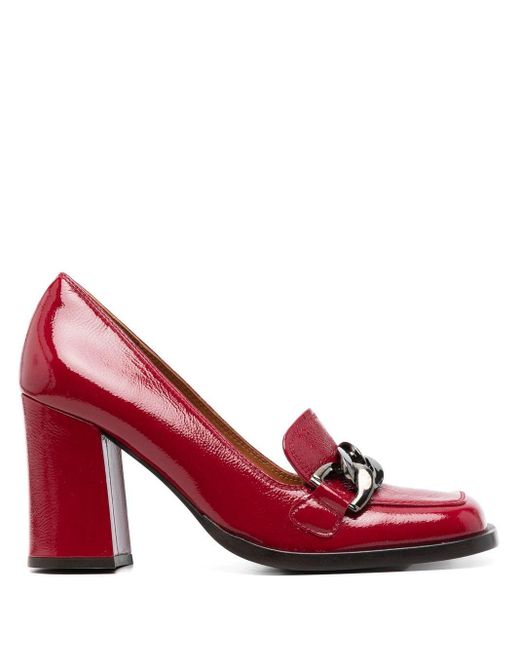 Chie Mihara Leather Chain Link-detail 95mm Pumps in Red | Lyst Canada