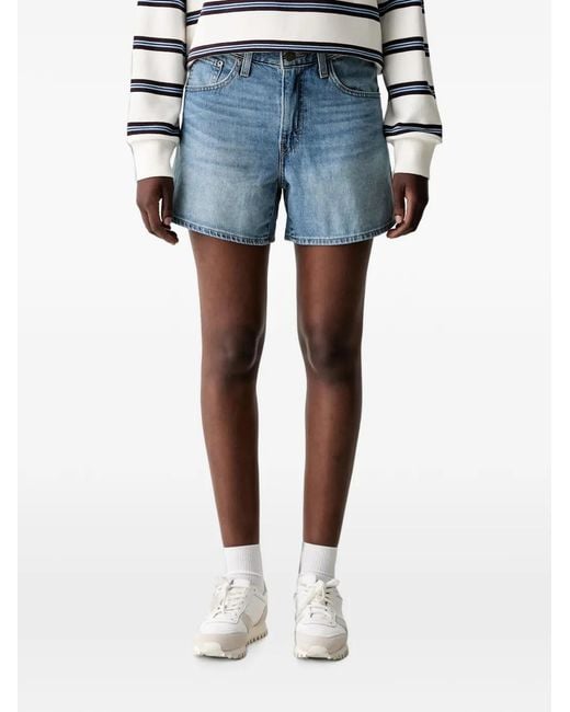 Levi's Blue Cinch Faded-Effect Denim Shorts