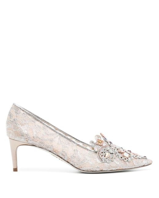 Zapatos Cinderella con tacón de 80 mm Rene Caovilla de color White