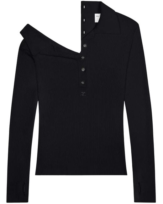 Courreges Blue Polo-Pullover Mit Knöpfen