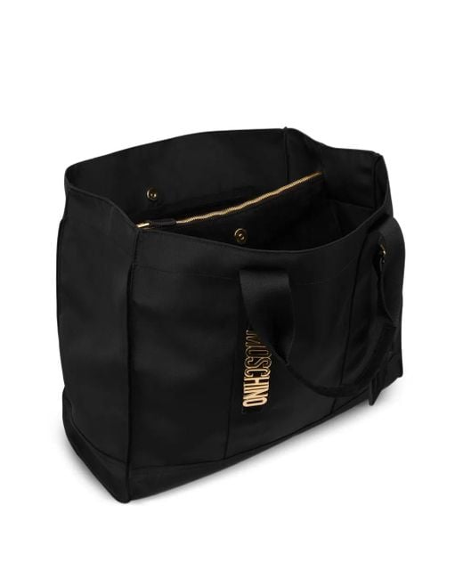 Moschino Black Logo-Plaque Tote Bag for men