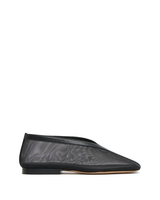 Mansur Gavriel Black Contorno Square V Mesh Ballet Flats