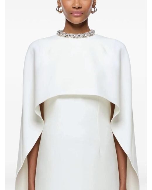 Roland Mouret White Crystal-Neck Maxi Dress