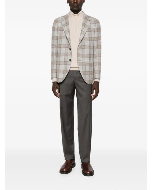 Latorre Gray Plaid-Pattern Blazer for men