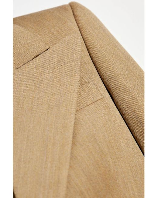 Burberry Natural Wool Twill Peak Lapel Blazer