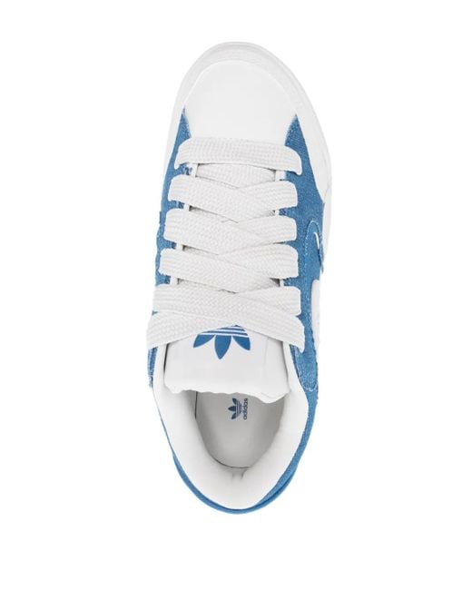 Adidas Blue Logo-Patch Canvas Sneakers