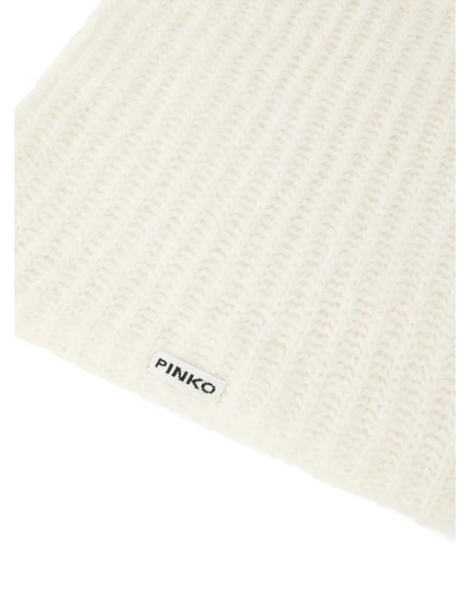 Pinko Natural Ribbed-Knit Scarf