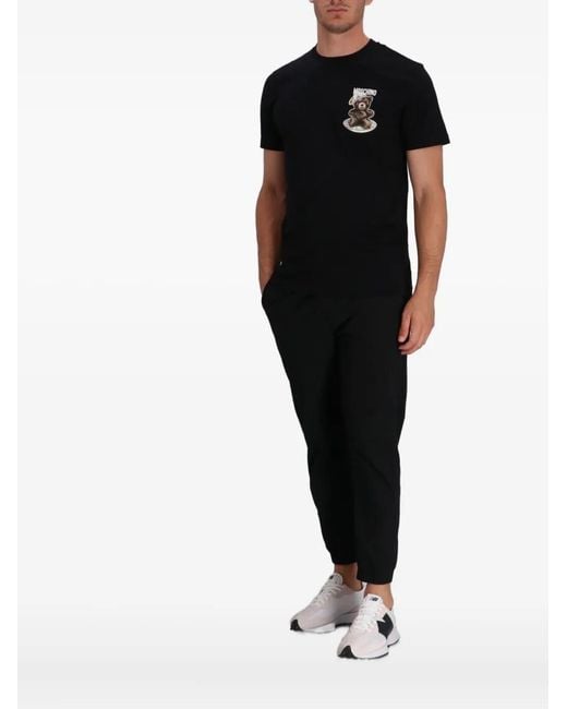 Moschino Black Crewneck Printed T-Shirt for men
