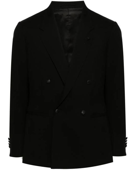 Lardini Black Double-Breasted Blazer for men