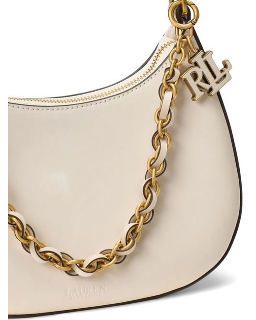 Ralph Lauren White Medium Marcy Zip Shoulder Bag