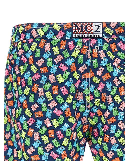 Mc2 Saint Barth Blue Short De Bain À Imprimé Graphique Lightning for men