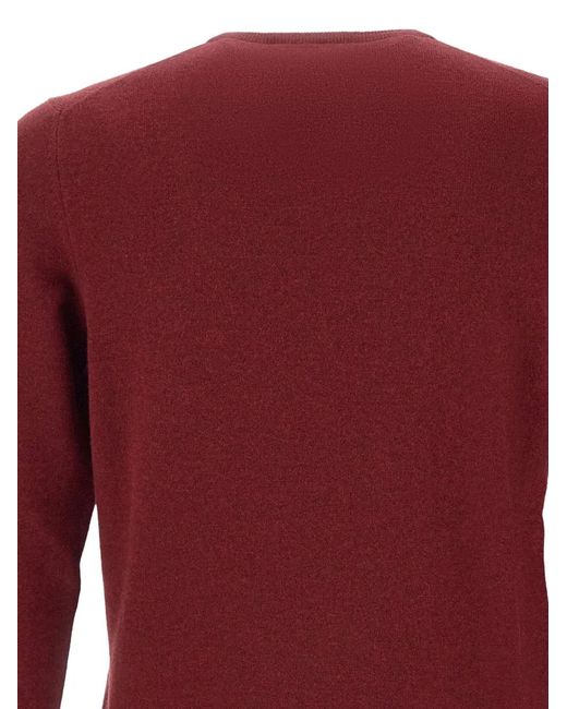 Gran Sasso Red Crew-Neck Ribbed-Trims Sweater for men