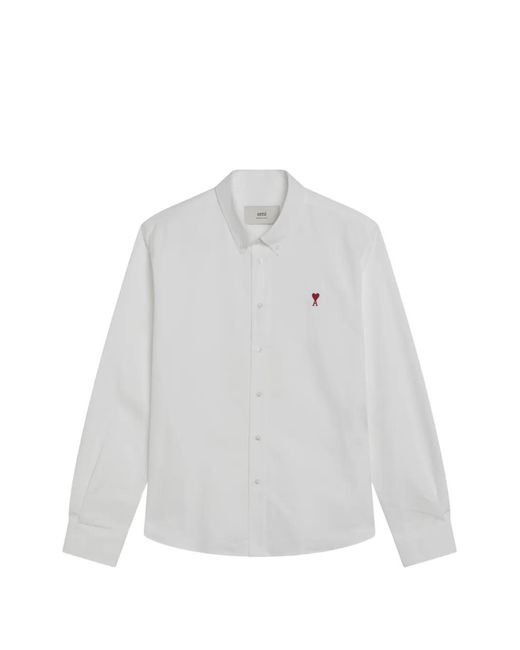 AMI White Cotton Shirt With Ami De Coeur