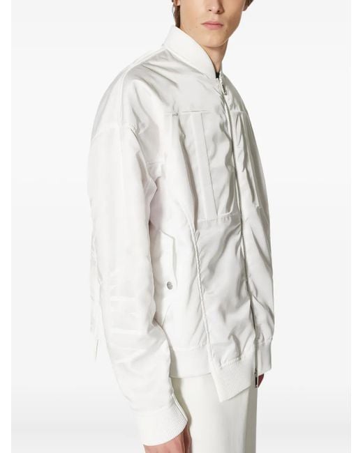 Valentino Garavani White Panelled Zip-Front Bomber Jacket for men