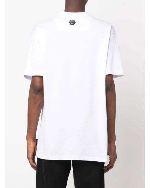 Philipp Plein White Stones Logo-Embellished T-Shirt for men