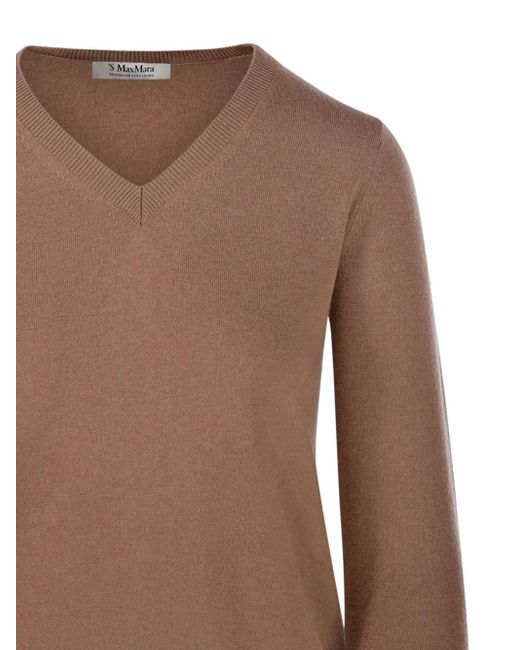 Max Mara Brown V-Neck Sweater