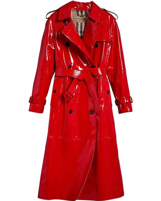 Burberry Red Patent Trench Coat