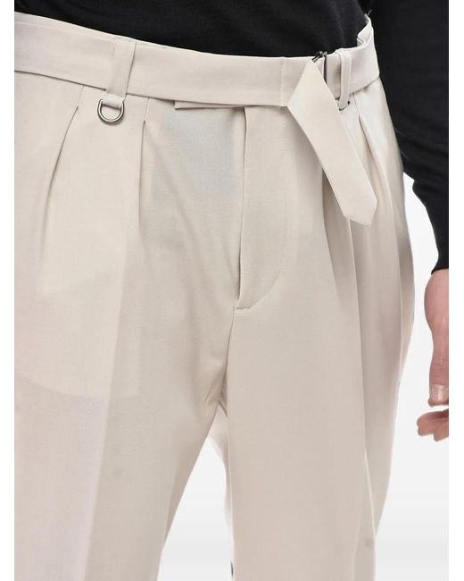 Paolo Pecora White Pleated Belted Trousers for men
