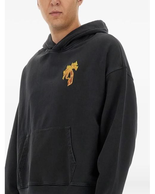 Palm Angels Black Logo-Print Hoodie for men