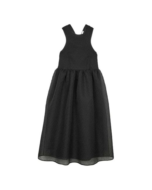 CECILIE BAHNSEN Black Dora Bow-Detail Cloqué Dress