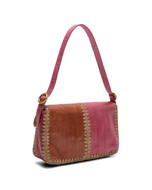 Maliparmi Red Patchwork Adjustable-Strap Bag