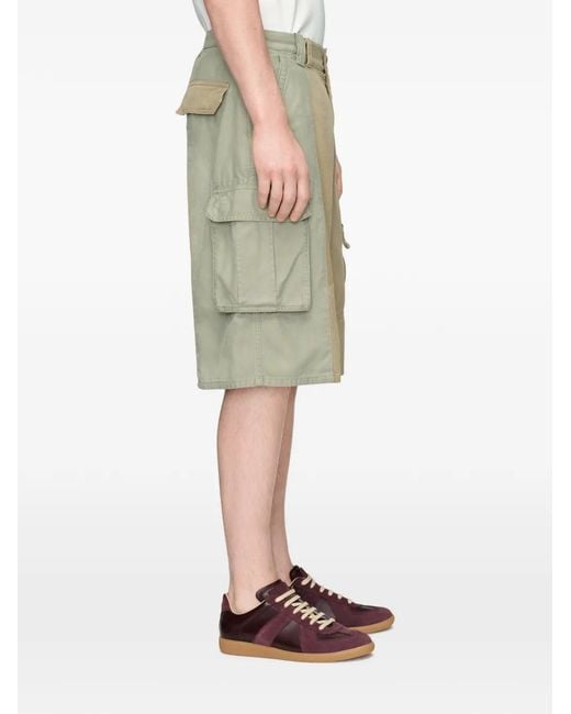 Maison Margiela Green Cotton Cargo Shorts for men