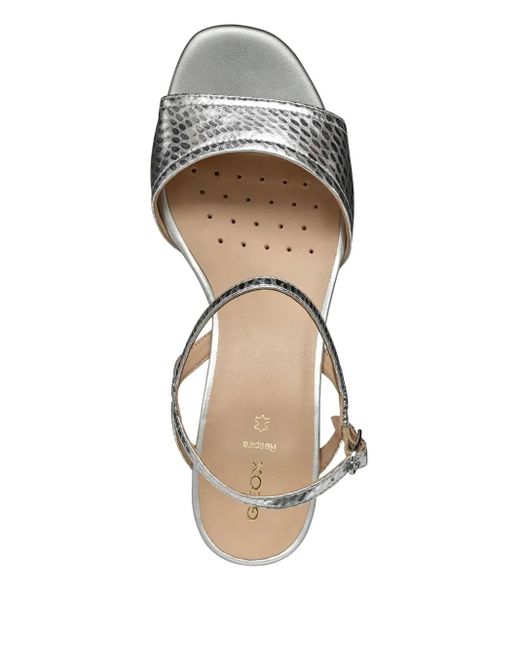 Geox Metallic 50Mm Eraklia Snakeskin-Effect Block-Heel Pumps