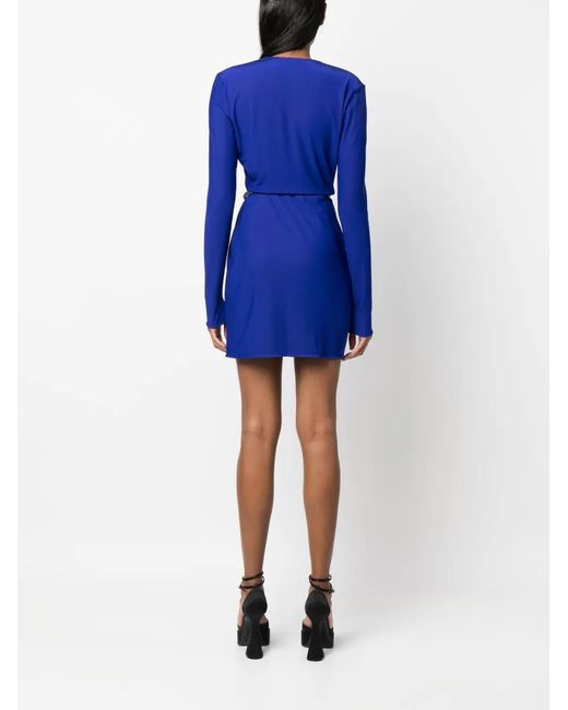 Tom Ford Blue Wrap Dress In Wide Mircrocosta Jersey