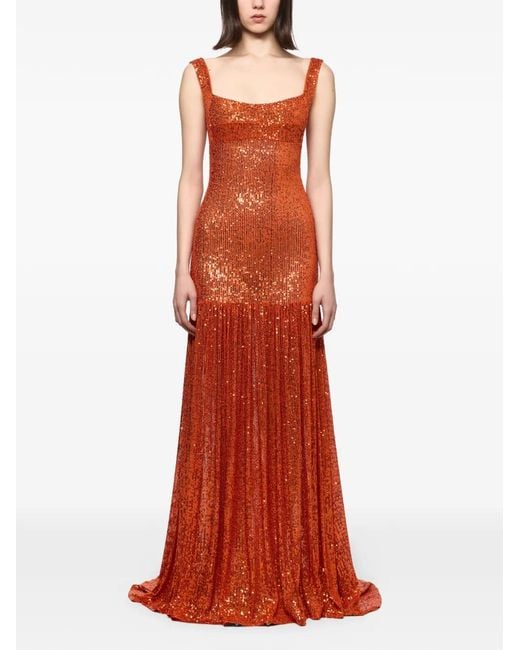 Atu Body Couture Red Sequin-Embellished Maxi Dress