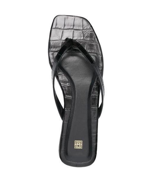Totême White Croco-Embossed Flip Flops