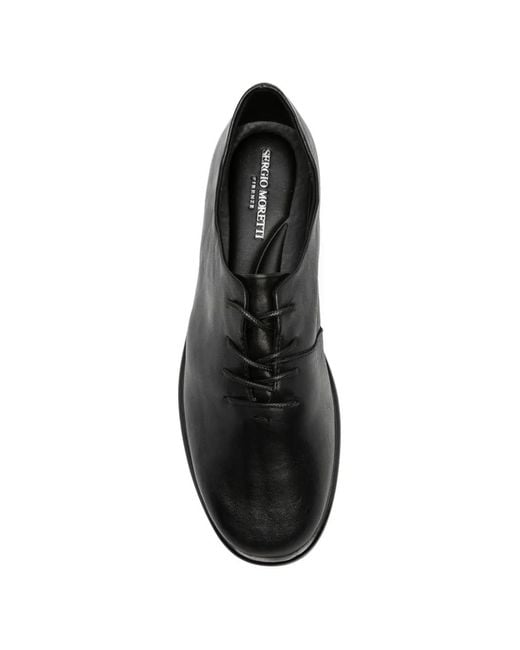 SERGIO MORETTI FIRENZE Black Lace-Up Leather Oxford Shoes