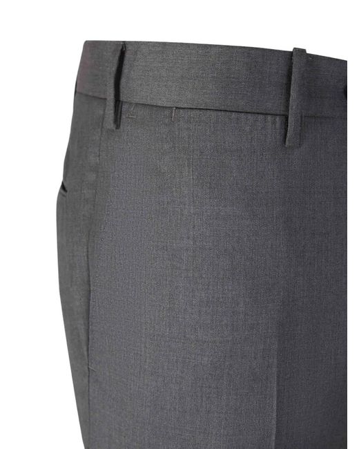 PT Torino Gray Slim Wool Trousers for men