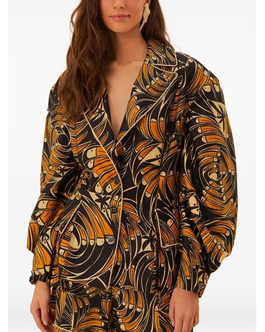 Farm Rio Brown Graphic-Print Oversized Jacket