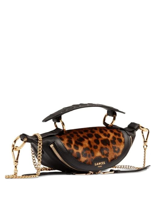 Lancel Brown Mini Origami Umhängetasche Mit Leoparden-Print