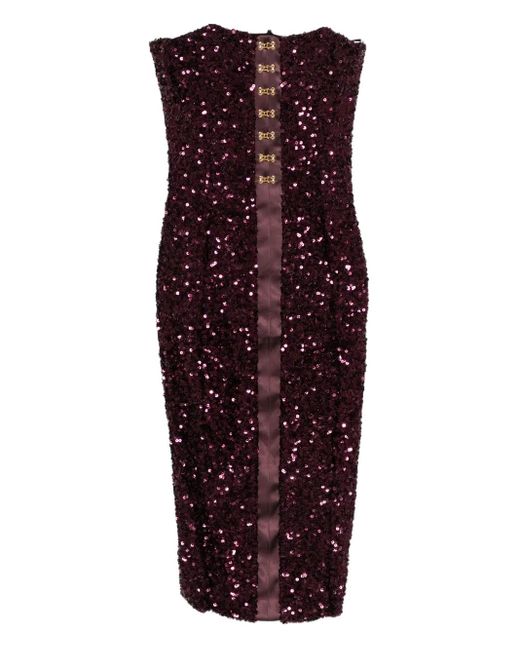 Elisabetta Franchi Purple Sequin-Embellished Midi Dress