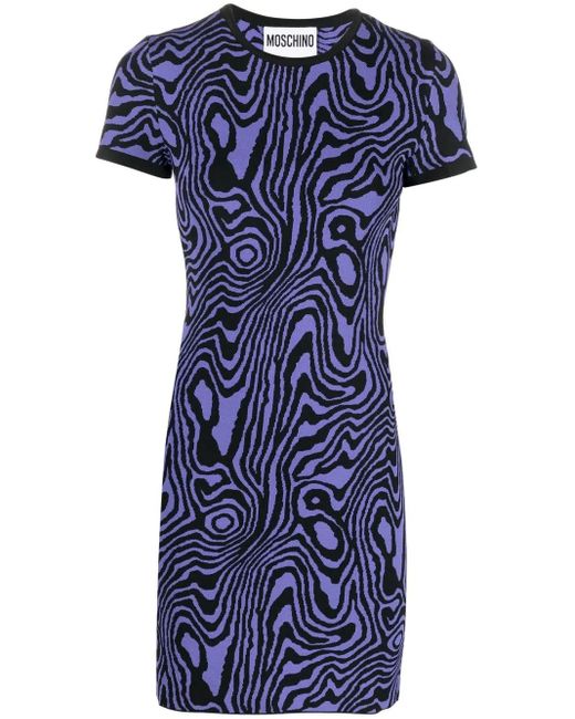 Moschino Blue Swirl-Pattern Knitted Minidress